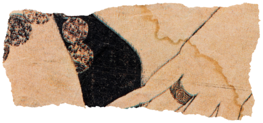 Torn piece of dirty old magazine page with vintage pattern, isolated paper scrap for collage