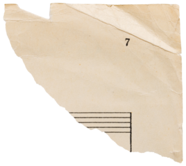 Torn corner of music sheet, old vintage faded paper with musical staff isolated for collage