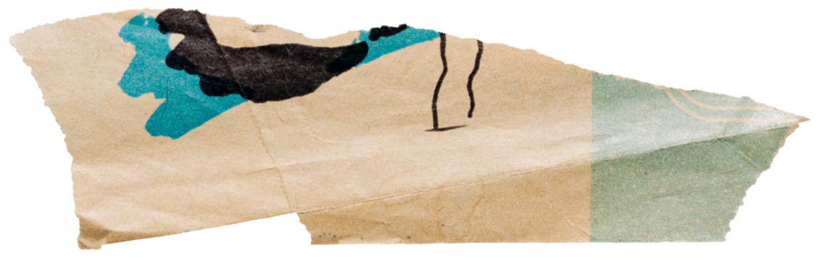 Ripped scrap of faded vintage magazine page with blue pattern, isolated paper element for collage - Powered by Adobe