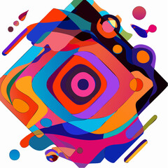 Fototapeta premium Modern abstract gradient art poster with geometric shapes, collage, colorful pattern, and vibrant compositions