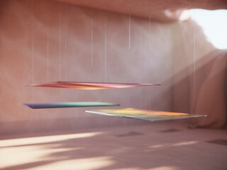 Two floating pens motion blurred capturing dynamic movement and light play