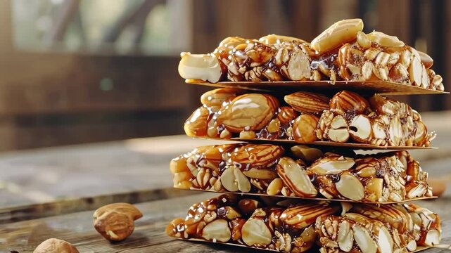 Healthy Nut Snack Bar with Almond Cashew and Protein Ingredients