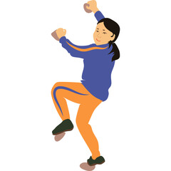 Young Woman Climbing Indoor Rock Wall Exercising Sports Athletic Lifestyle Active Health