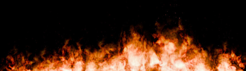 Blazing fire and hot smoke on dark background, glowing heat and burning flame texture, realistic danger and energy illustration, 3D Rendering