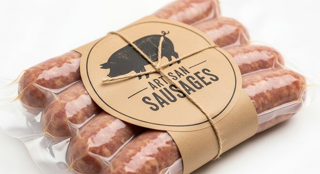 Artisan sausages bundle freshly packed meat products for culinary concepts