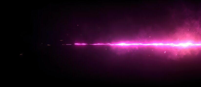 Bright Pink Laser Beam Effect on Black Background.