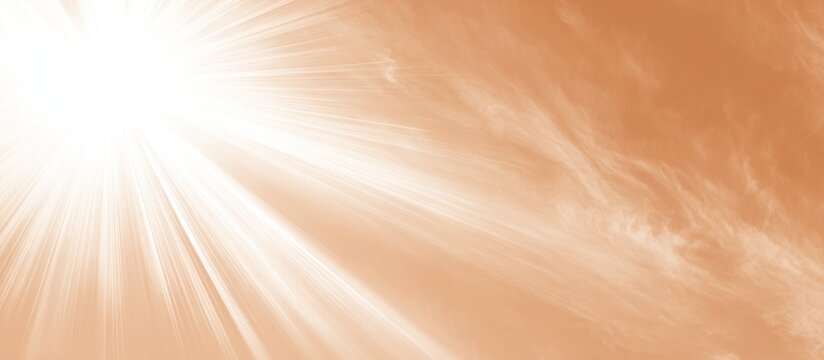 Bright Sun Rays Shining Through a Soft Orange Background. - Powered by Adobe