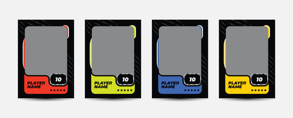 Trading card template design for sports, picture frame for player performance, photo frame or border collection for hockey, basketball and football player, sports flyer design, template eps 10.