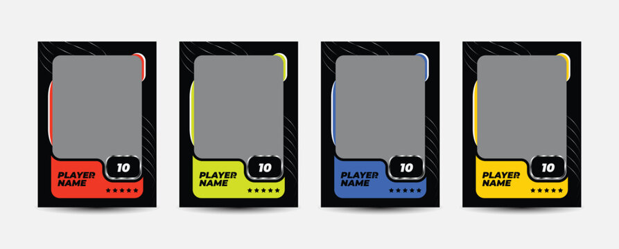 Trading card template design for sports, picture frame for player performance, photo frame or border collection for hockey, basketball and football player, sports flyer design, template eps 10.