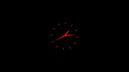 Twelve hours clock run, moving time arrows, 12 hours clock dial loop, twenty-four hours time lapse animation,4k video.
