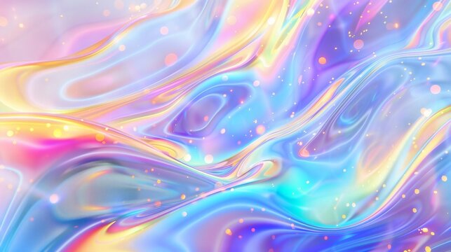 Abstract pastel swirls with iridescent highlights and bokeh