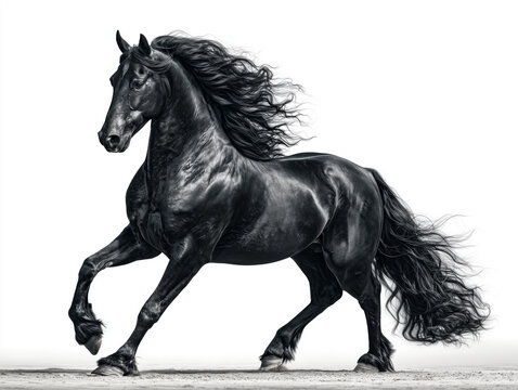 Majestic deep black hourse  in the white background 4