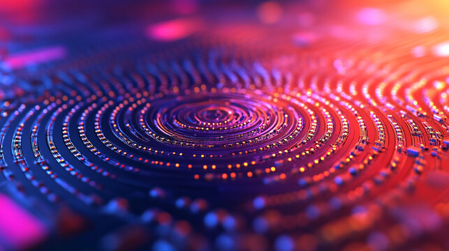 Floating microchip forming abstract spiral patterns symbolizes technology innovation and digital complexity representing futuristic circuits connectivity and the flow of information