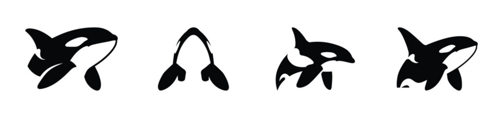 Orca Whale Illustrations A Series of Black and White Killer Whale Silhouettes