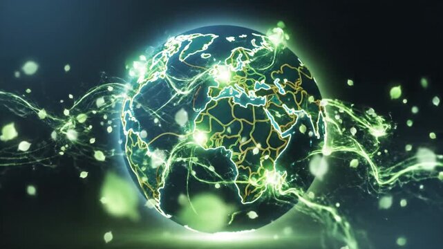 Global Network Interconnected World with Data Streams and Technology
