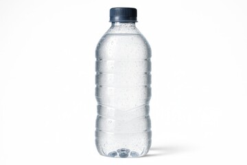 Fototapeta premium Clear plastic water bottle with condensation isolated on pure white high detail cutout