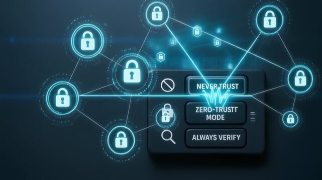 New trust concept in ai cybersecurity threat defense system with secure network protection lock for advanced digital security and threat prevention