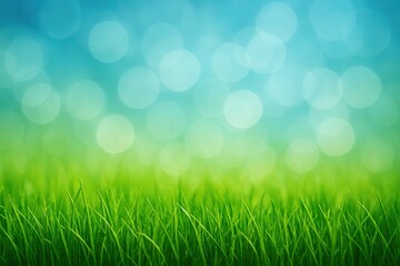 Fototapeta premium Eco-friendly sustainable living concept with vibrant green textures and dreamy blue atmosphere