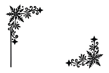 Elegant Christmas Corner Border on White Background
