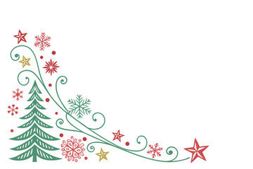 Elegant Christmas Corner Border on White Background
