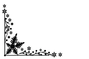 Elegant Christmas Corner Border on White Background
