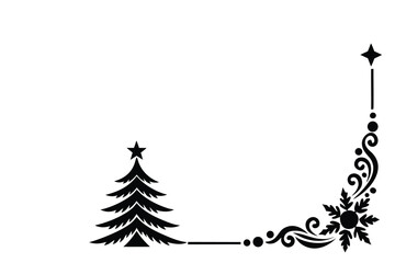 Elegant Christmas Corner Border on White Background