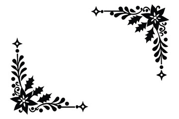 Elegant Christmas Corner Border on White Background