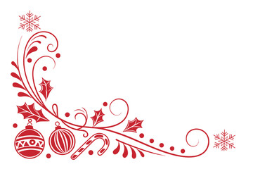 Elegant Christmas Corner Border on White Background