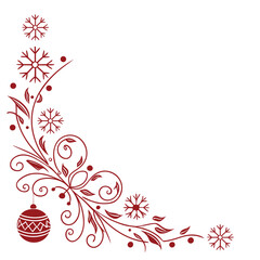 Elegant Christmas Corner Border on White Background