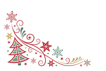 Elegant Christmas Corner Border on White Background