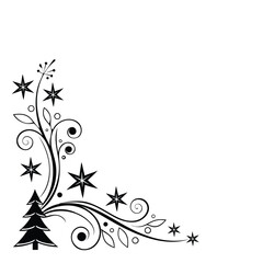Elegant Christmas Corner Border on White Background