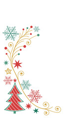 Elegant Christmas Corner Border on White Background