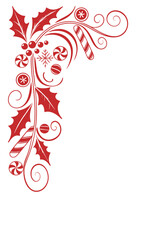 Elegant Christmas Corner Border on White Background