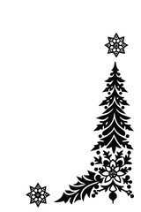 Elegant Christmas Corner Border on White Background
