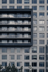A minimal architectural composition showing squares of windows