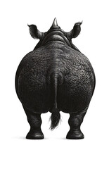 Black and white illustration of rhinoceros showcasing its unique form and texture, evoking sense of strength and majesty