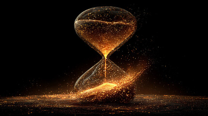 Hourglass with stars flowing instead of sand, symbolizing cosmic time, infinite possibilities, and the universe's rhythm in a mystical, celestial concept.
