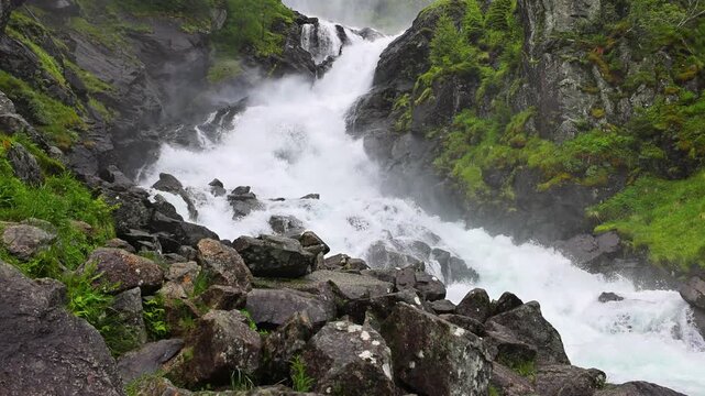 The famous Latefossen waterfall in Norway.
