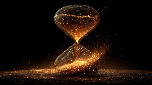 Hourglass with stars flowing instead of sand, symbolizing cosmic time, infinite possibilities, and the universe's rhythm in a mystical, celestial concept. - Powered by Adobe