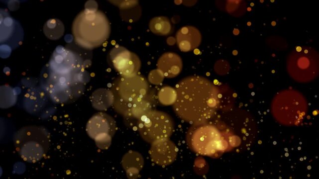Abstract blurry bokeh background with lights particles on dark background. This video includes a transparent Alpha Channel. ProRes 4444.