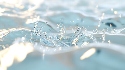 Close up of silver liquid with waves and ripples, showcasing beauty of water splashes and reflections, creating serene atmosphere