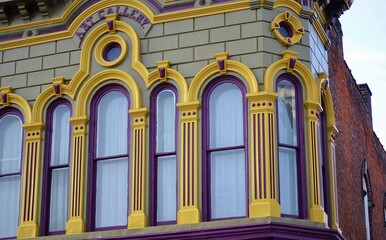 Interesting architecture and windows in a small rural downtown.