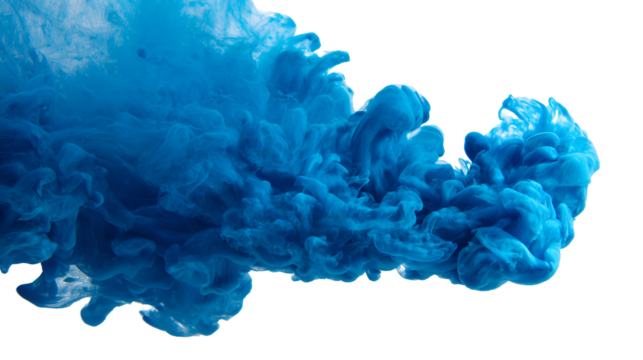 Abstract blue ink cloud exploding in dark water