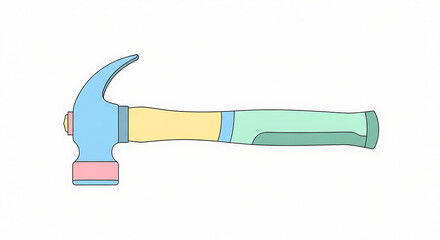 Modern Stylized Claw Hammer Illustration in Pastel Tones A Versatile Tool for Home Repairs, DIY Enthusiasts, and Creative Building Tasks