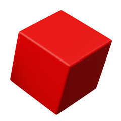 3d Cube Red color, Abstract realistic rendering of 3d geometry shape object element