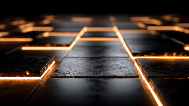 Light paths forming a futuristic grid, glowing with neon hues, creating a sense of depth, technology, and digital architecture in a dynamic sci-fi style.