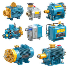 High-quality industrial pumps in blue, suitable for various engineering applications.