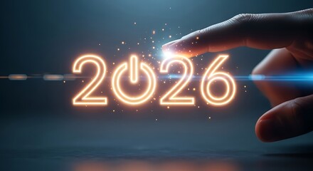 Future starts now ignite 2026 with glowing digital power button