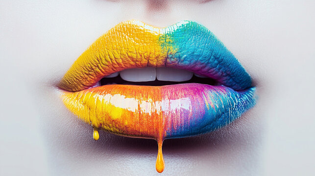 Lips whispering convey a color language of emotion symbolizing expression intimacy and communication representing the subtle power of gesture and the vivid spectrum of human feeling