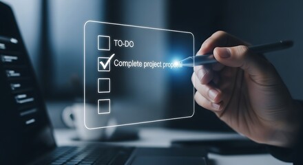 Completing project proposal tasks with digital checklist for business success